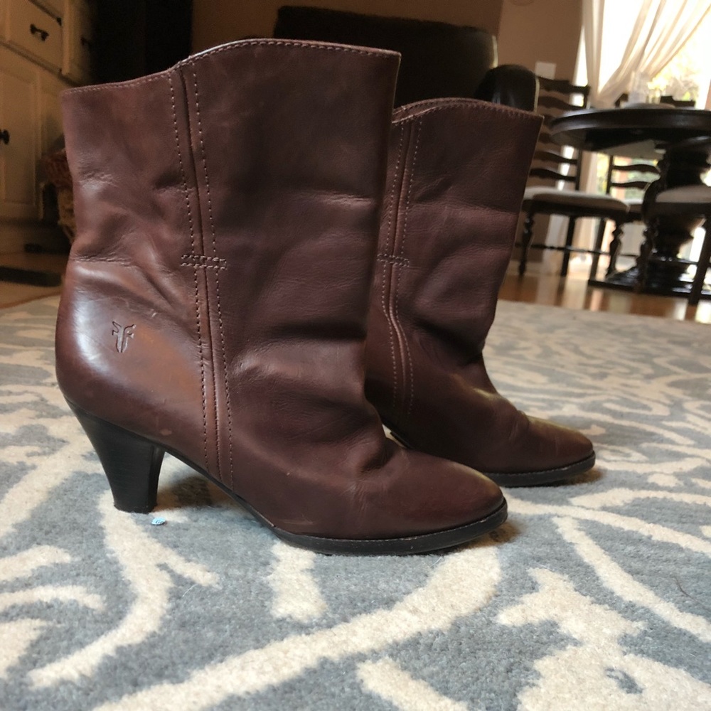 Frye All Leather Mid Rise Boots
